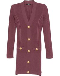 Balmain - Vestido de punto corto con cuello en V - Lyst