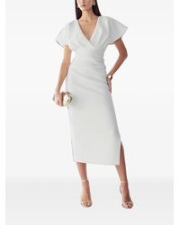 BWLDR - Eliza V-Neck Ruched Midi Dress - Lyst