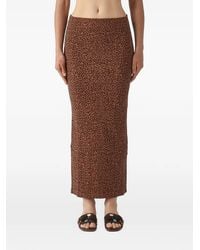 MC2 Saint Barth - Lane Leopard-Print Ribbed Midi Skirt - Lyst