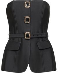 Self-Portrait - Top De Tafetan Adornado - Lyst