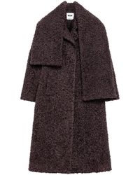 MSGM - Scarf-Detail Bouclé-Effect Coat - Lyst