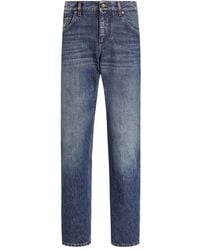 Dolce & Gabbana - Vaqueros Con Placa Del Logo - Lyst