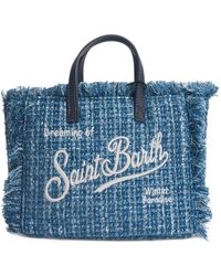 MC2 Saint Barth - Vanity Mini Frayed Tweed Tote Bag - Lyst