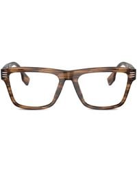 Burberry - Logo-Print Square-Frame Glasses - Lyst