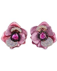 Anabela Chan - Pendientes Bloom en oro rosa de 18 ct con diamantes y zafiros - Lyst