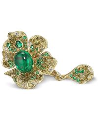 Anabela Chan - 18kt Yellow Gold Vermeil Emerald Peony Emerald And Diamond Ring - Lyst