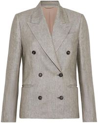 Brunello Cucinelli - Linen Double-breasted Jacket - Lyst