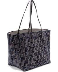 Fendi Large Roll Ff Jacquard Tote Bag in Blue | Lyst