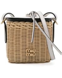 Miu Miu - Woven-wicker Mini Basket Bag - Lyst