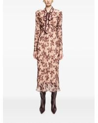 Nissa - Silk And Viscose Floral Midi Dress - Lyst