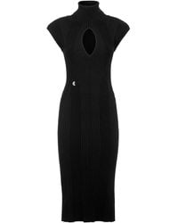 Philipp Plein - Shoulder-Pads Ribbed Midi Dress - Lyst