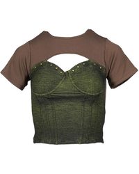 VIVAMUS - Stud-Embellished Cut-Out T-Shirt - Lyst