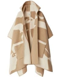 Burberry - Ekd-Motif Hooded Wool Cape - Lyst