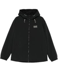 EA7 - Logo-Patch Hooded Jacket - Lyst
