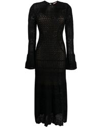 Twin Set - Pointelle-knit Long-sleeve Midi Dress - Lyst