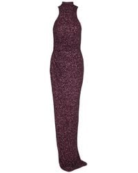 Balmain - High-Neck Sequin Dress - Lyst
