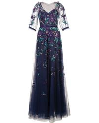 Marchesa notte Vestito da ballo con ricamo - Blu