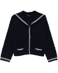 Maje - Cable-Knit Sailor-Collar Cardigan - Lyst