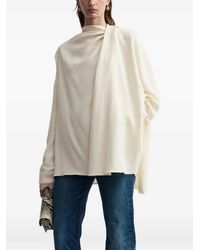 TOTEME - Asymmetric Draped Cady Blouse Ecru - Lyst