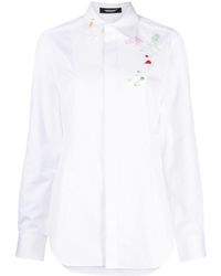 Undercover - Floral-embroidered Cotton Shirt - Lyst
