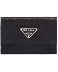 Prada - Triangle-logo Saffiano Leather Cardholder - Lyst