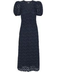 ROTATE BIRGER CHRISTENSEN - Puff-Sleeve Lace Midi Dress - Lyst