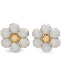 Marni - Metallic Floral Clip Earrings - Lyst