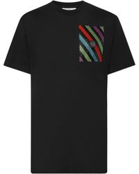 Philipp Plein - Embellished Rainbow Stripes T-shirt - Lyst