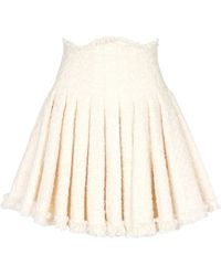 Balmain - Pleated Tweed Skirt - Lyst