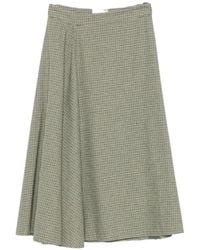 Niu - Houndstooth-Pattern A-Line Midi Skirt - Lyst