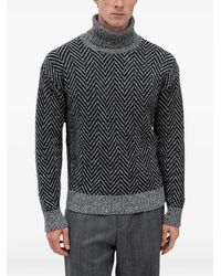 HUGO - Relaxed-Fit Turtleneck Sweater With Herringbone Knit - Lyst