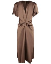 Blanca Vita - Ruched V-Neck Midi Dress - Lyst