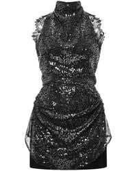 ANOUKI - Sequin-Embellished Lace-Trim Mini Dress - Lyst