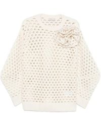 Blumarine - Pull En Maille Ajourée À Appliqué De Fleur - Lyst