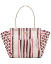 Morgan - Striped Logo-Plaque Tote Bag - Lyst