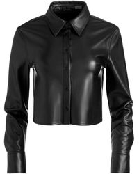Alice + Olivia - Leon Cropped Faux-leather Shirt - Lyst