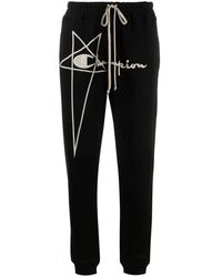 Rick Owens X Champion - Logo-Embroidered Cotton Track Pants - Lyst