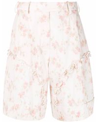 Simone Rocha - Smudged Flower-print Cotton Shorts - Lyst