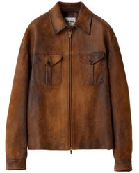 Miu Miu - Veste En Cuir À Logo Embossé - Lyst