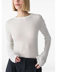 Vera Wang - T-Shirt Côtelé En Coton À Manches Longues - Lyst