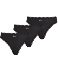 KARL LAGERFELD - Signature Lace-Trim Thongs (Set Of Three) - Lyst