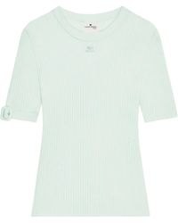 Courreges - Buckle Ribbed Knit T-Shirt - Lyst