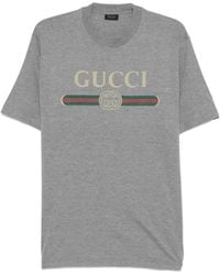 Gucci - T-Shirt Met Web-Streep En Gg-Logo - Lyst