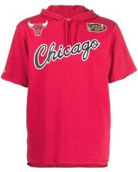 Mitchell & Ness - Logo-Print Short-Sleeved Hoodie - Lyst