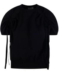 Nude - Gathered-Sleeve T-Shirt - Lyst