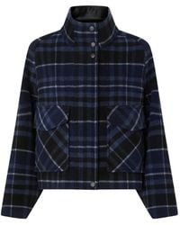 Pinko - Check-Pattern Cropped Coat - Lyst