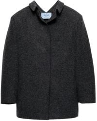 Prada - Single-Breasted Shetland Wool Jacket - Lyst