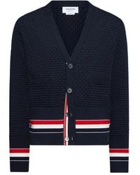 Thom Browne - Vest Met V-Hals En Gestreept Detail - Lyst