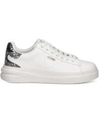 Guess - Elbina Leather Sequin-Heel Sneakers - Lyst