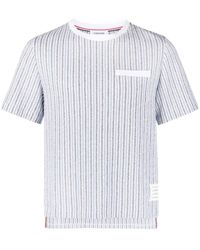 Thom Browne - Striped Ribbed-knit T-shirt - Lyst